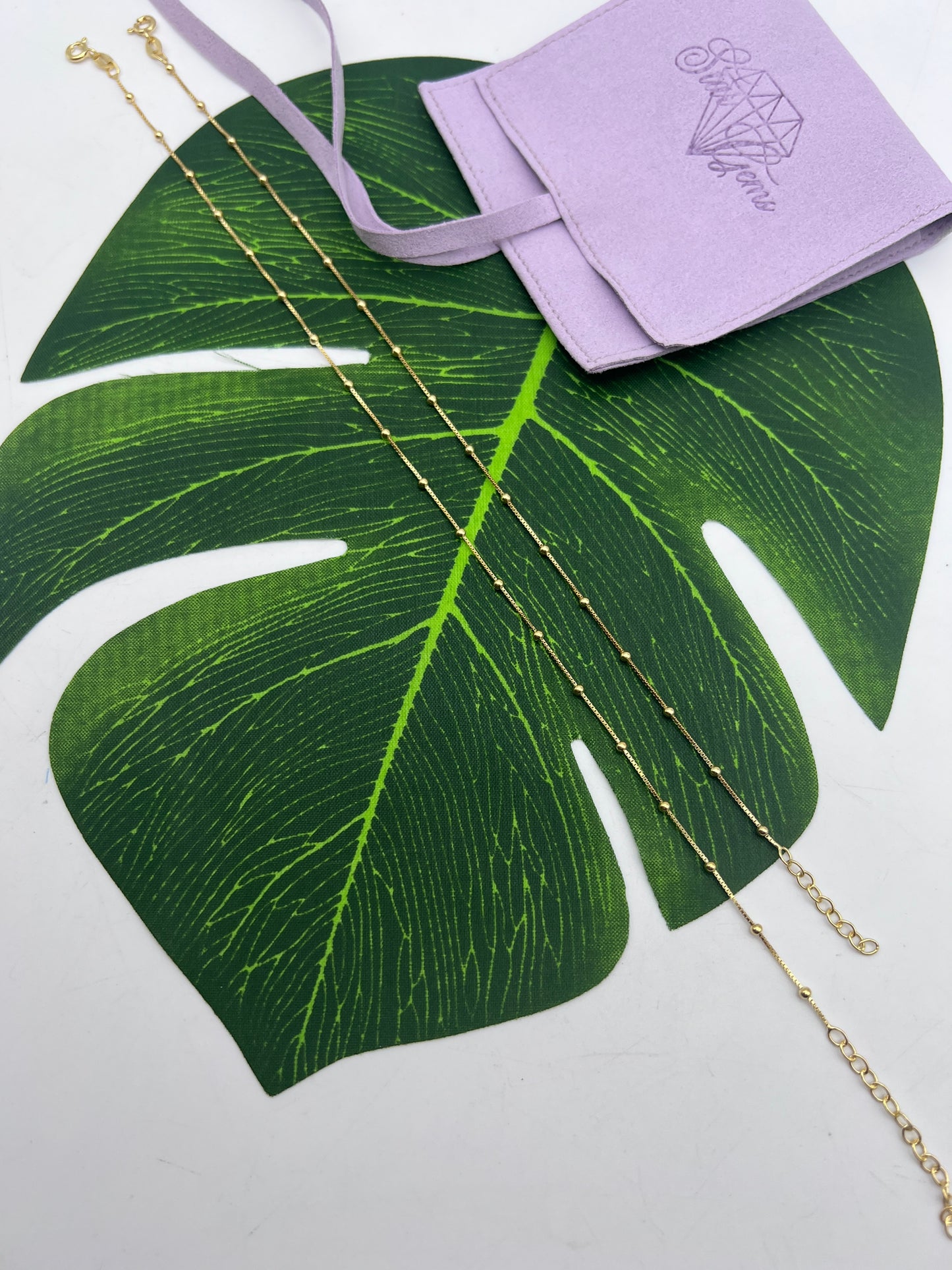 Satellite Anklet - 925 Sterling Silver & 18K Gold