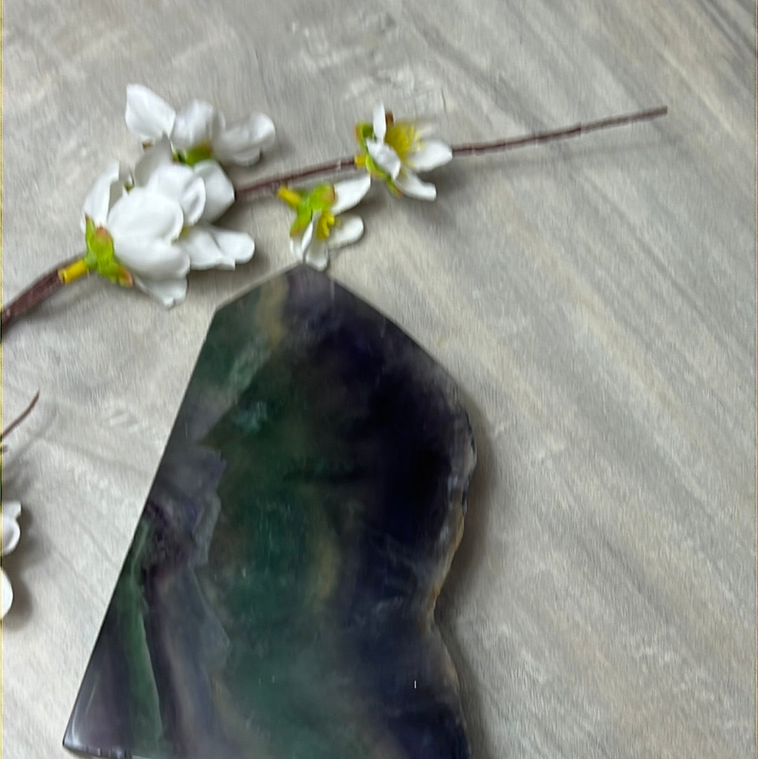 Large Druzy Fluorite Tower Point