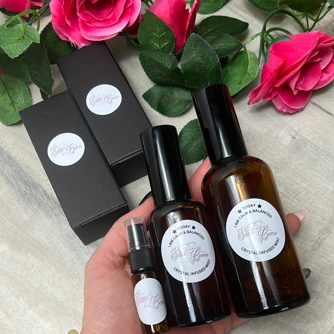StarCrystalGems - TODAY I am Calm and Balanced - Natural Crystal Infused Mist - Chakra Spray