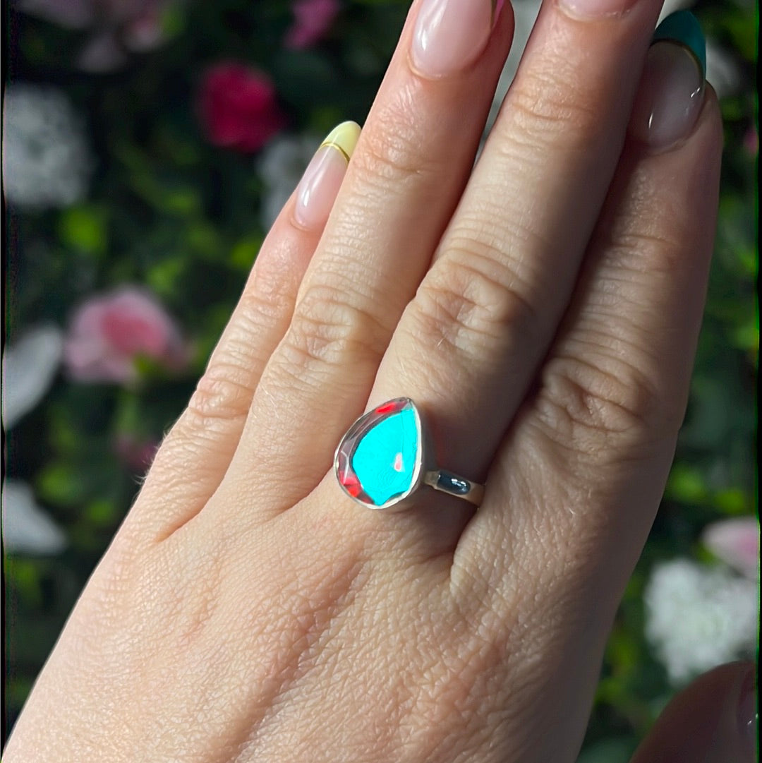 Mystic Topaz Facet 925 Silver Ring - Size P 1/2