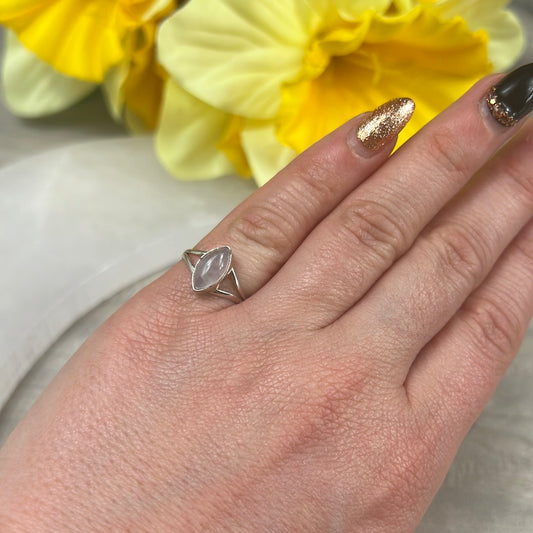 Rose Quartz 925 Sterling Silver Ring -  Size J 1/2