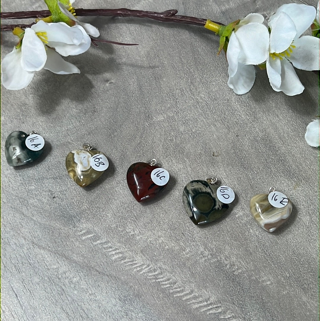 Ocean Jasper 925 Sterling Silver Heart Pendant