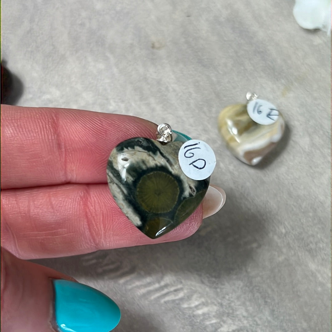 Ocean Jasper 925 Sterling Silver Heart Pendant