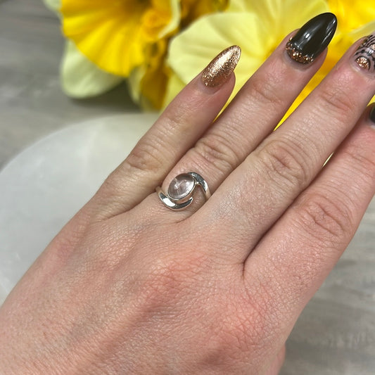 Rose Quartz 925 Sterling Silver Ring -  Size K 1/2