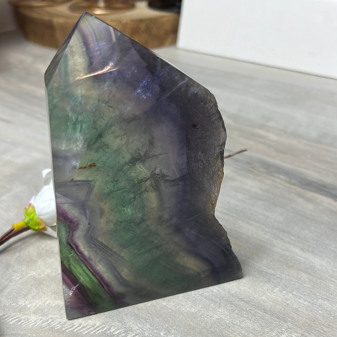 Large Druzy Fluorite Tower Point