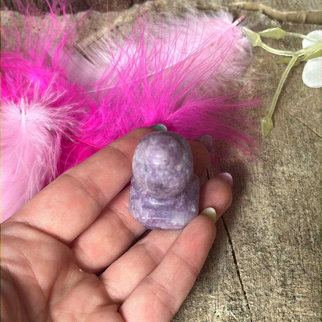 Lepidolite & Stillbite Buddha Head