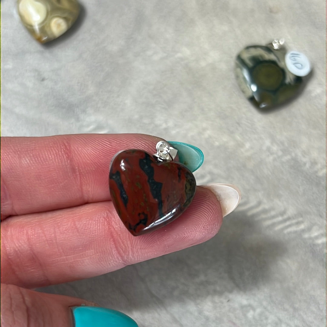 Ocean Jasper 925 Sterling Silver Heart Pendant