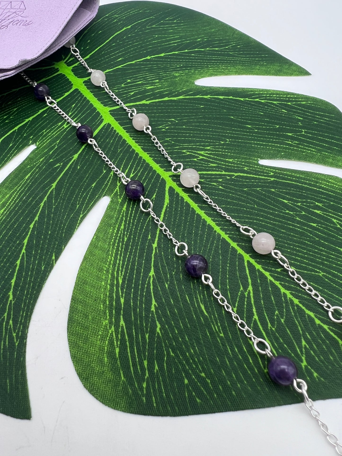 Crystal Ball Bead Anklet - 925 Sterling Silver