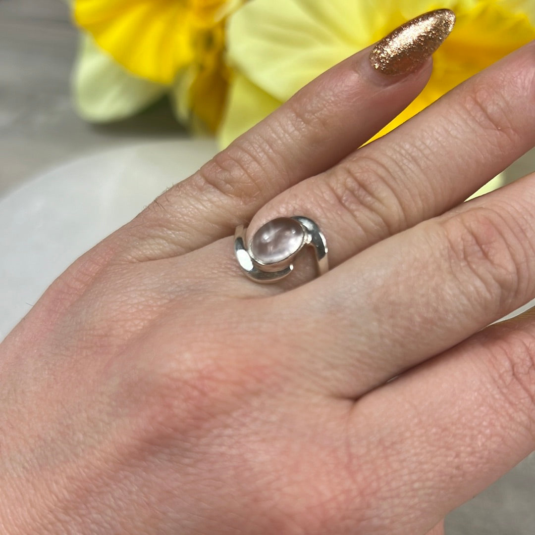 Rose Quartz 925 Sterling Silver Ring -  Size K 1/2