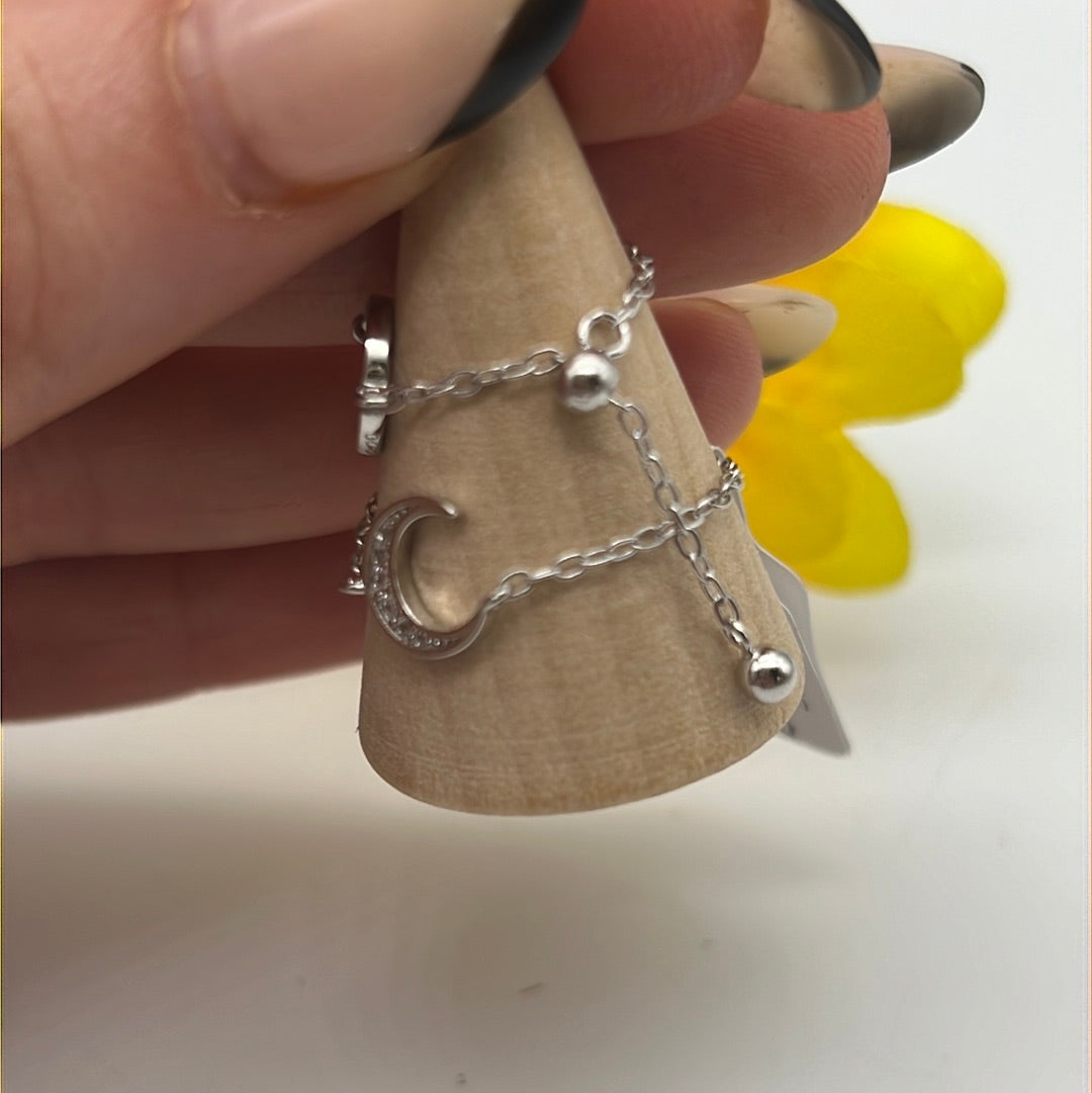 Adjustable Moon 925 Sterling Silver Ring