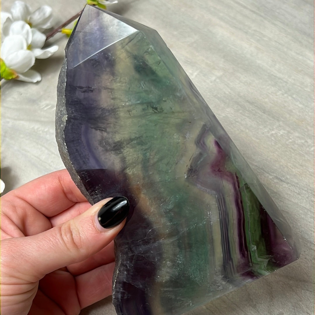 Large Druzy Fluorite Tower Point