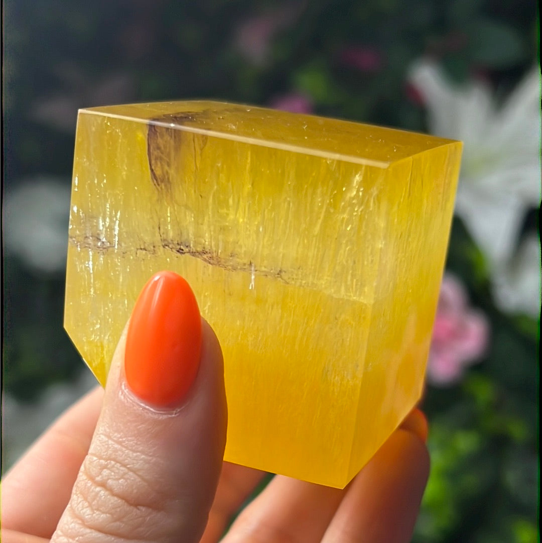 Yellow Dendritic Fluorite Cube