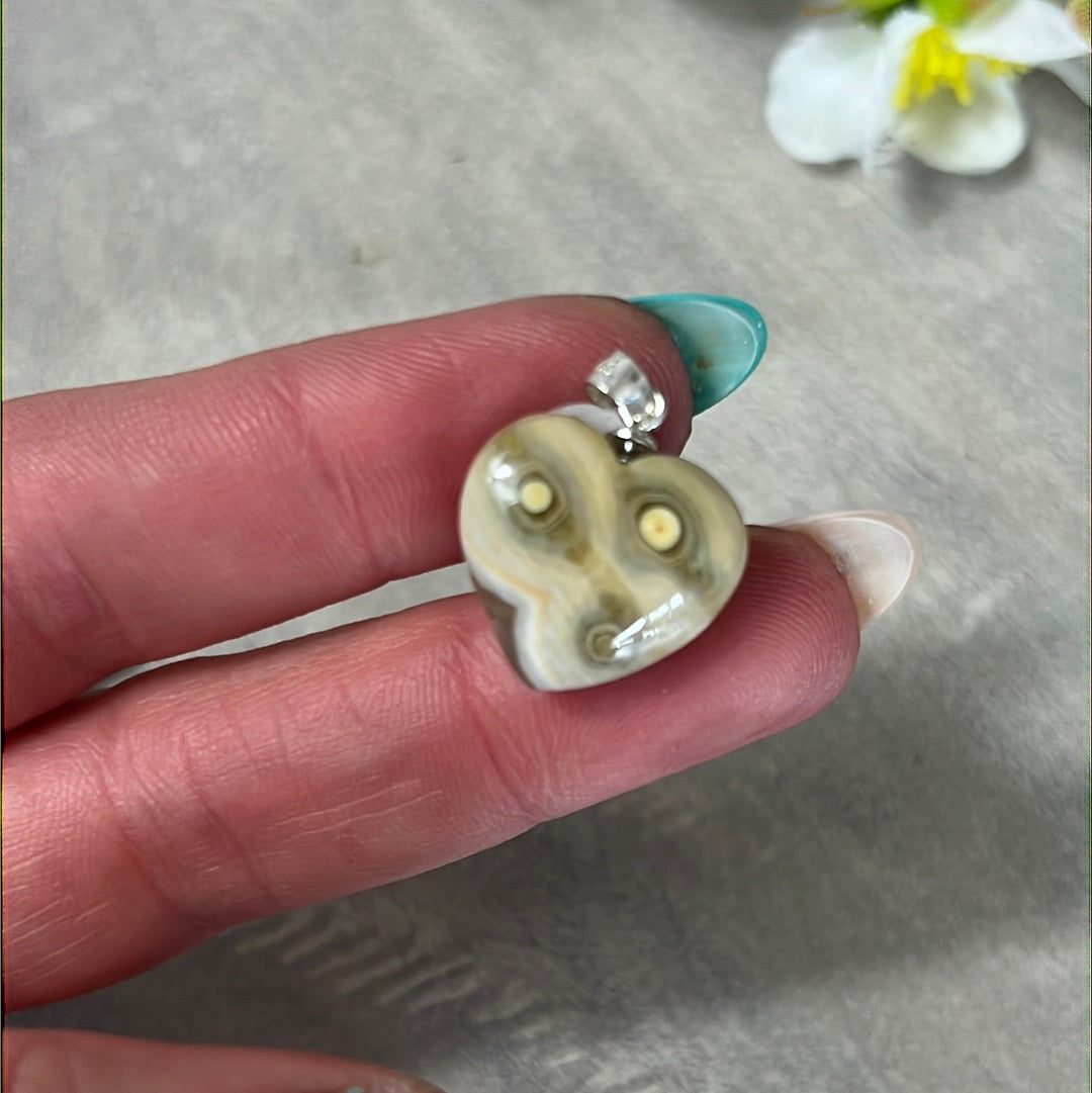Ocean Jasper 925 Sterling Silver Heart Pendant