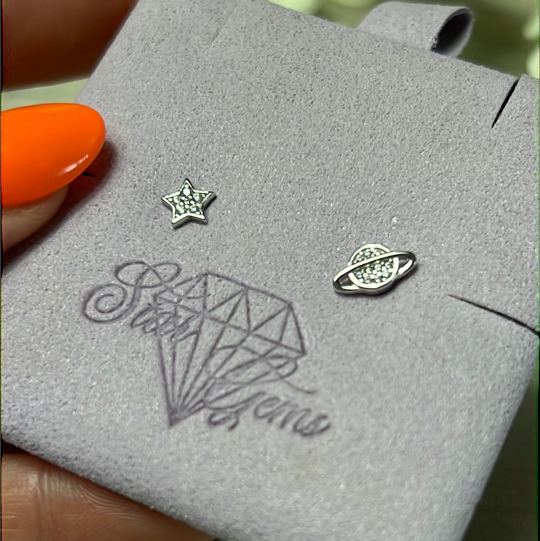 Star & Planet Sterling Studs Earrings