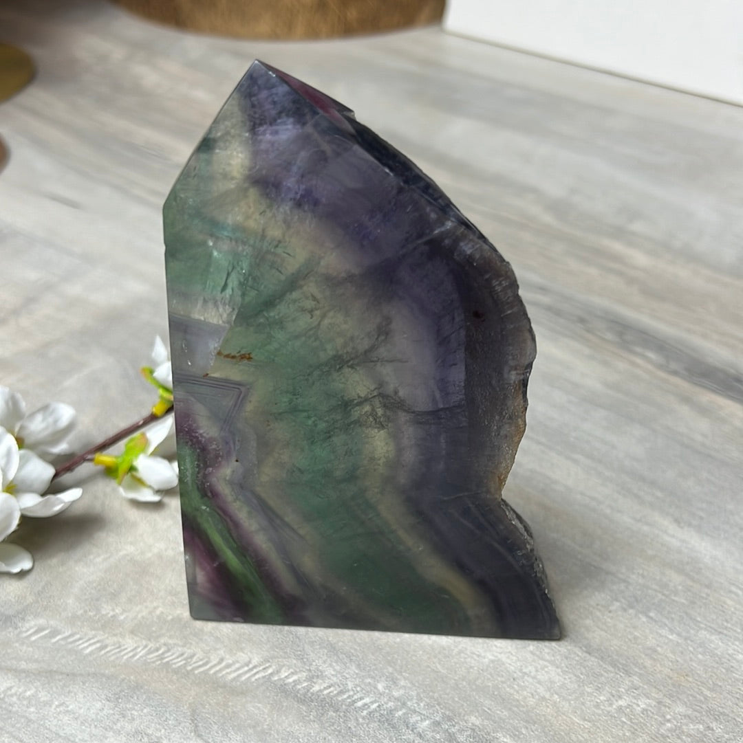 Large Druzy Fluorite Tower Point