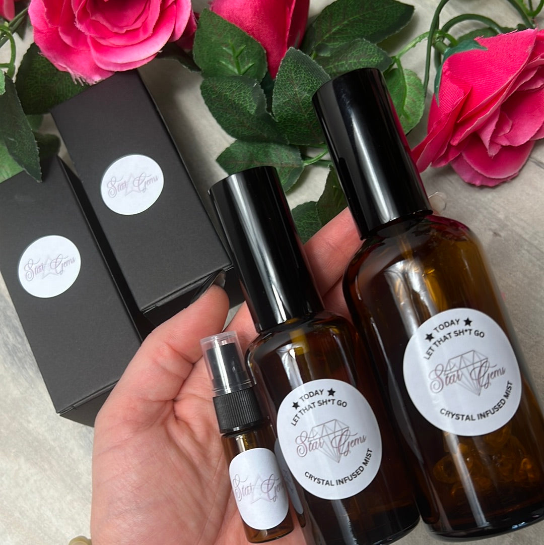 StarCrystalGems - TODAY Let that Sh*t Go - Natural Crystal Infused Mist - Smokeless Sage Smudge Spray