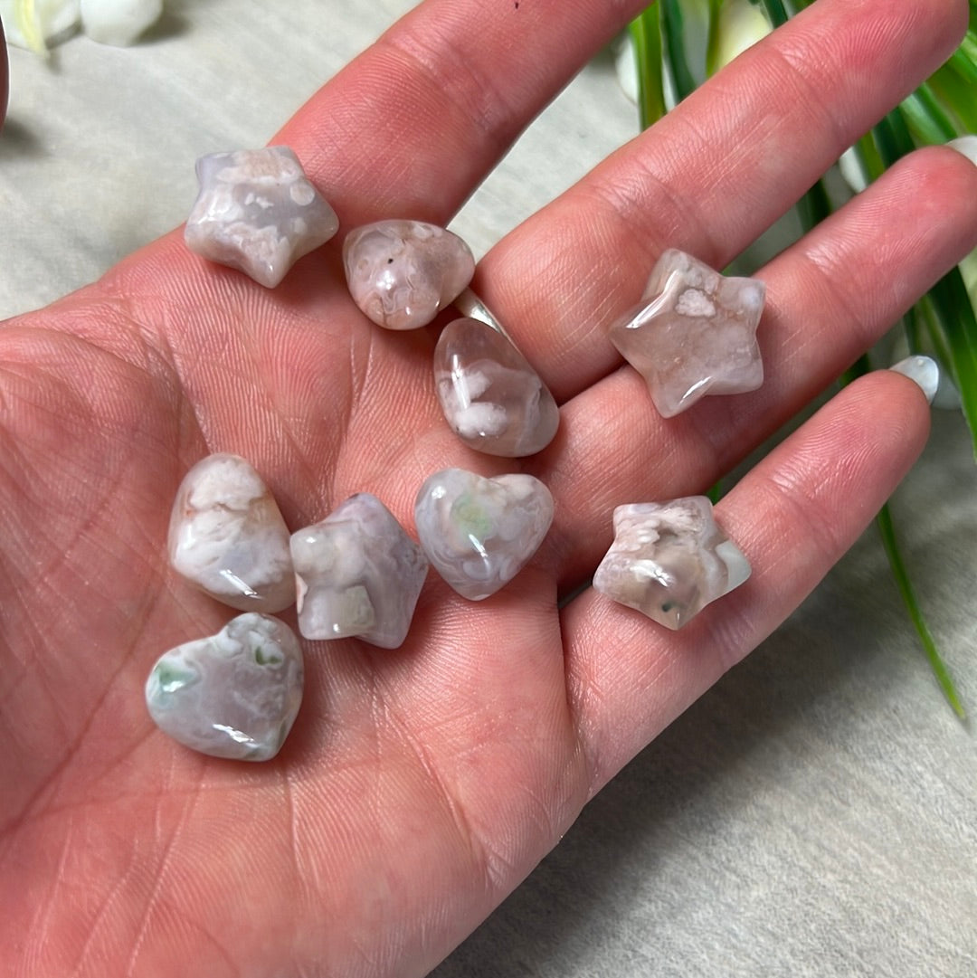 Mini Flower Agate Star Heart