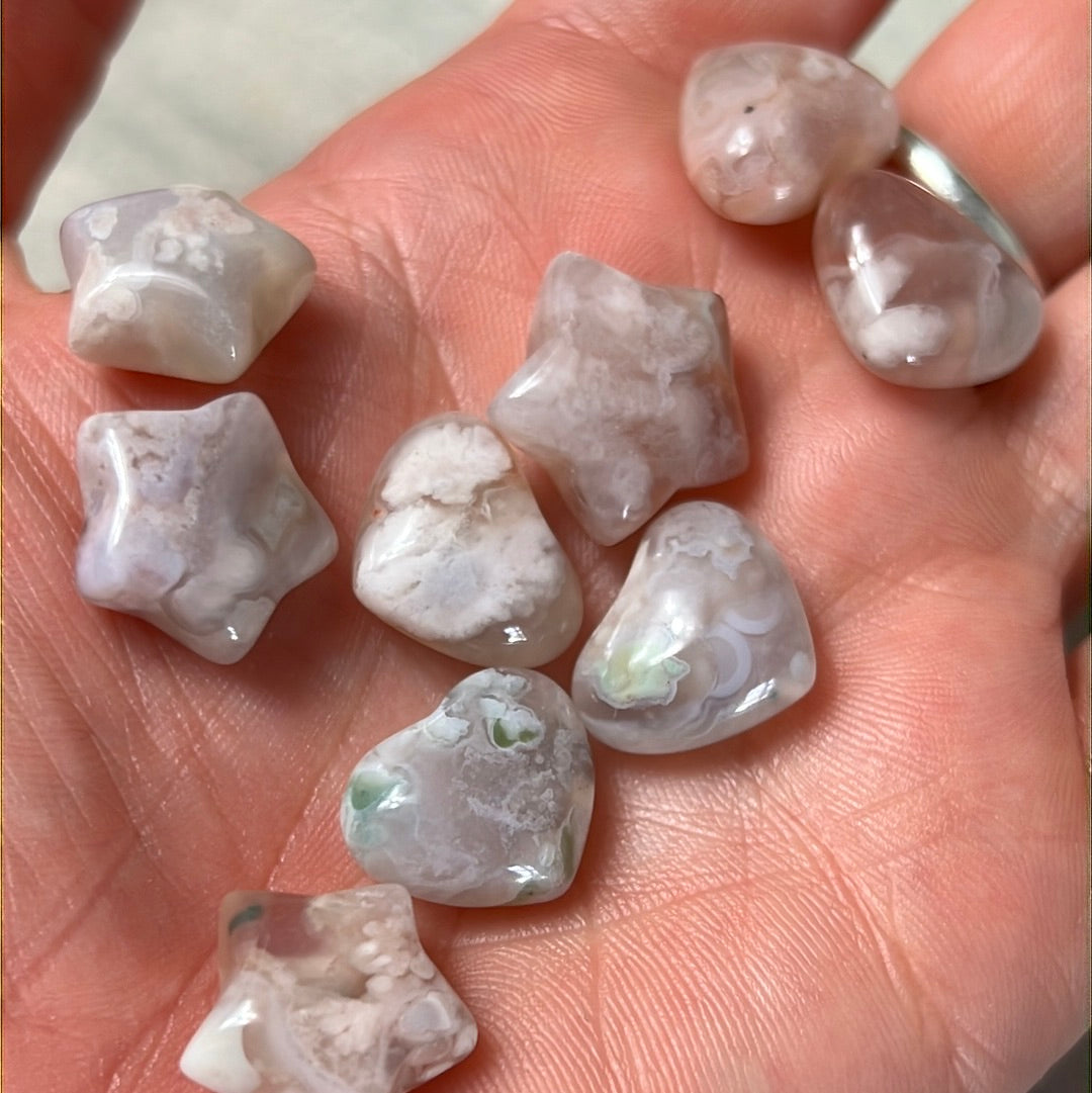 Mini Flower Agate Star Heart