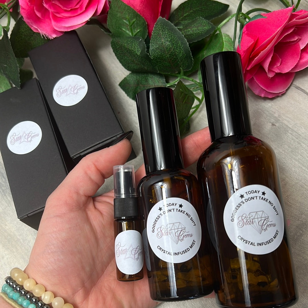 StarCrystalGems - TODAY Goddess's Dont Take No Sh*t - Natural Crystal Infused Mist - Rose & Sage Spray