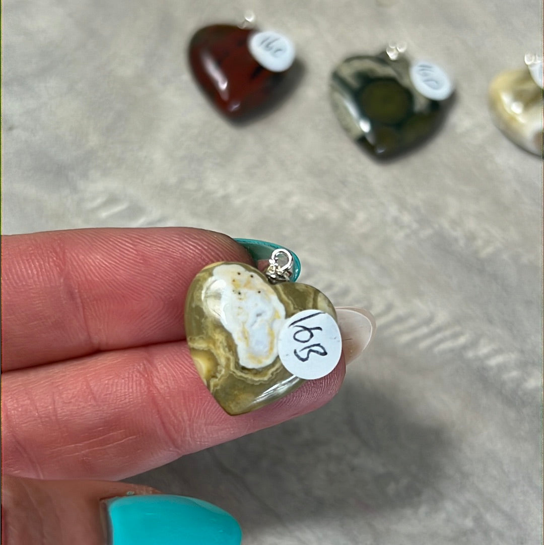 Ocean Jasper 925 Sterling Silver Heart Pendant