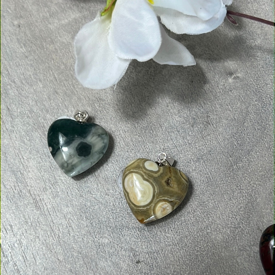 Ocean Jasper 925 Sterling Silver Heart Pendant