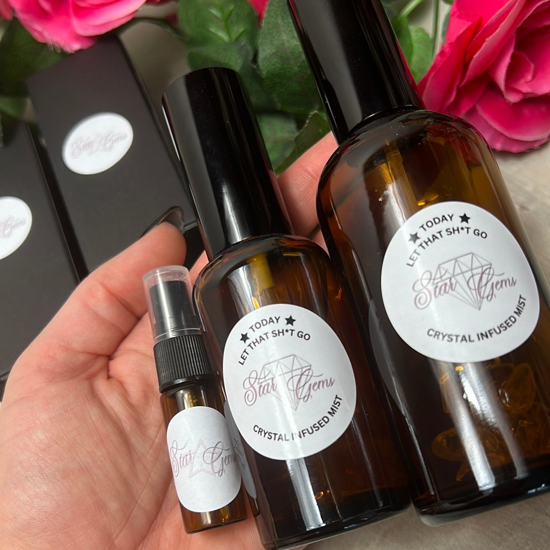 StarCrystalGems - TODAY Let that Sh*t Go - Natural Crystal Infused Mist - Smokeless Sage Smudge Spray