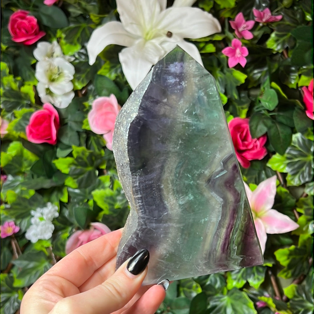 Large Druzy Fluorite Tower Point
