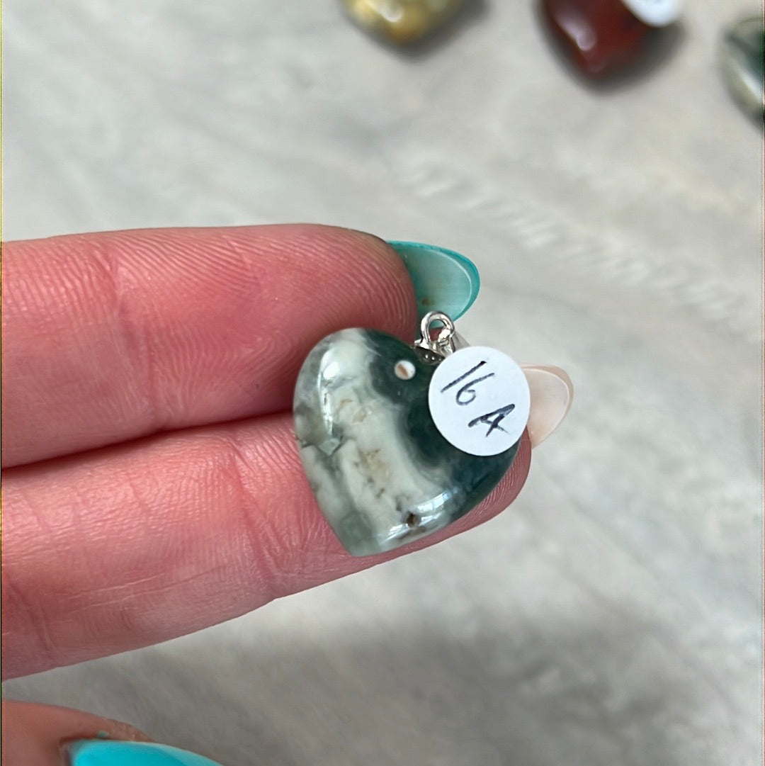 Ocean Jasper 925 Sterling Silver Heart Pendant