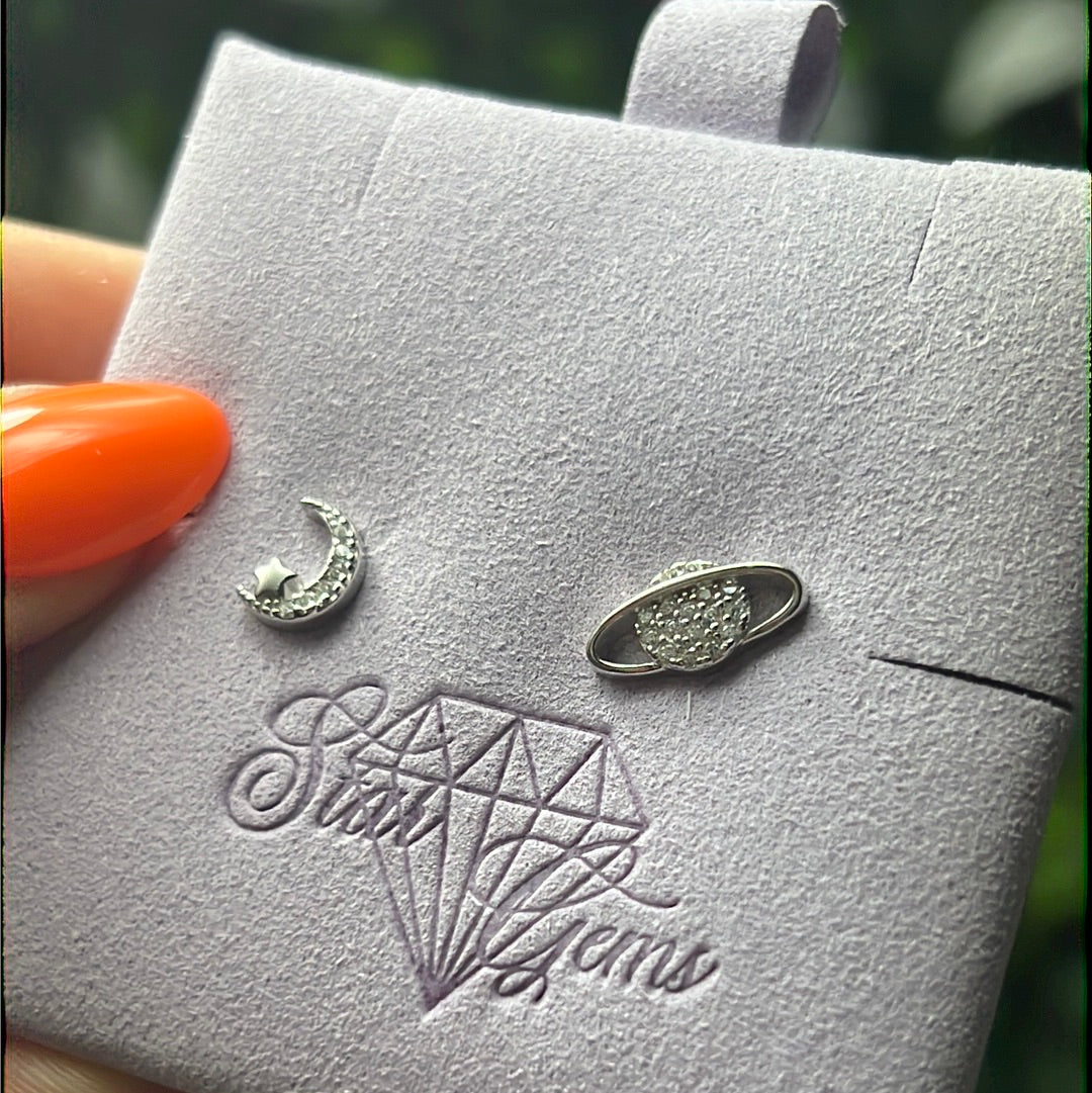 Moon & Planet - Universe Sterling Studs Earrings