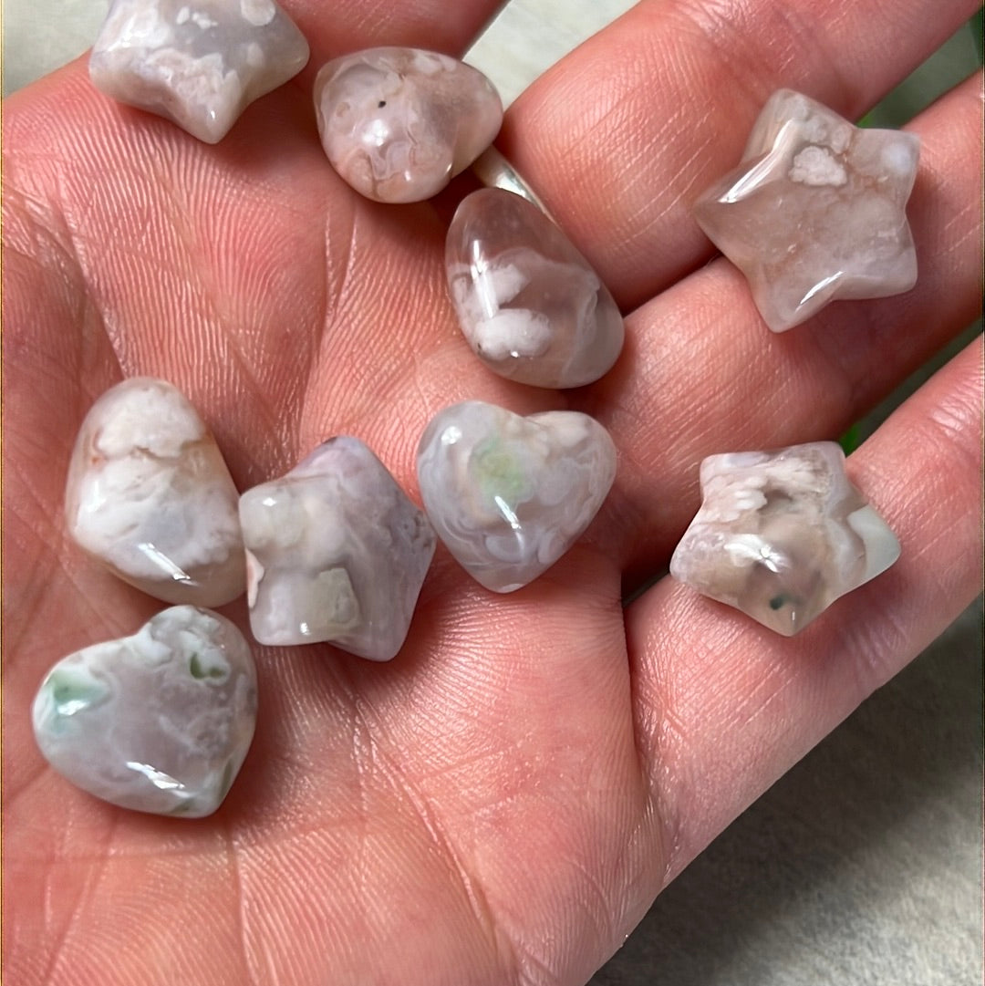 Mini Flower Agate Star Heart