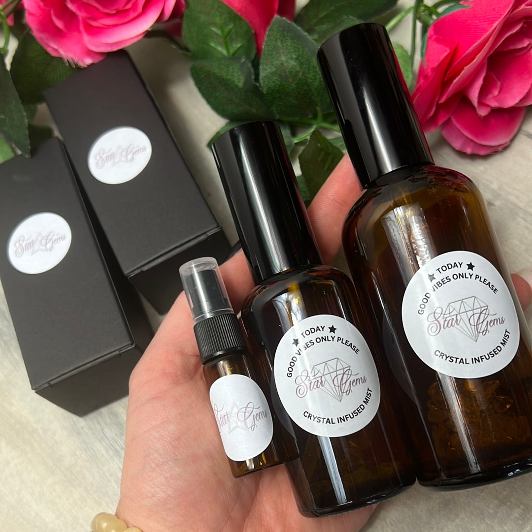 StarCrystalGems - TODAY Good Vibes Only Please - Natural Crystal Infused Mist - Florida Water Spray