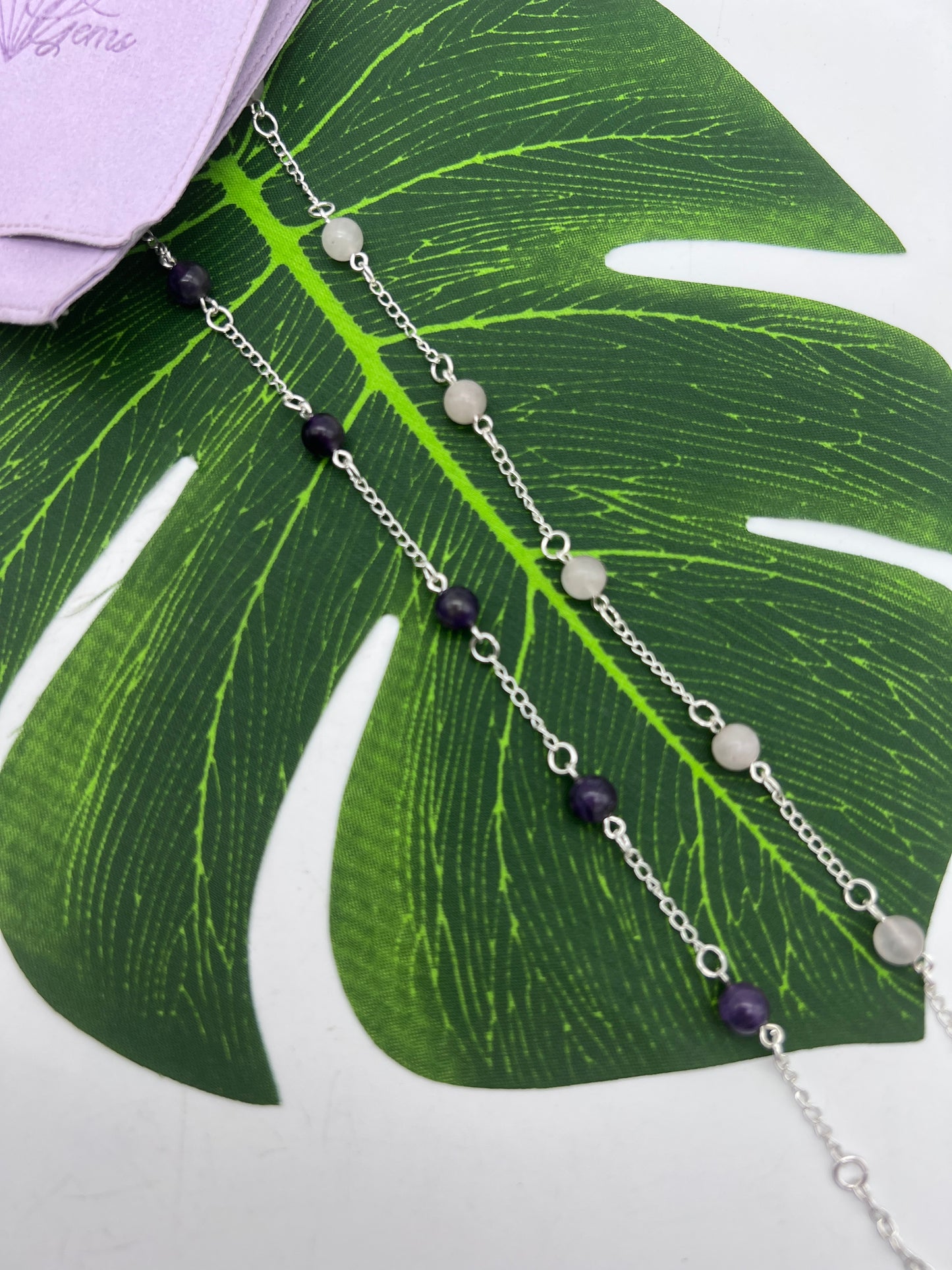 Crystal Ball Bead Anklet - 925 Sterling Silver