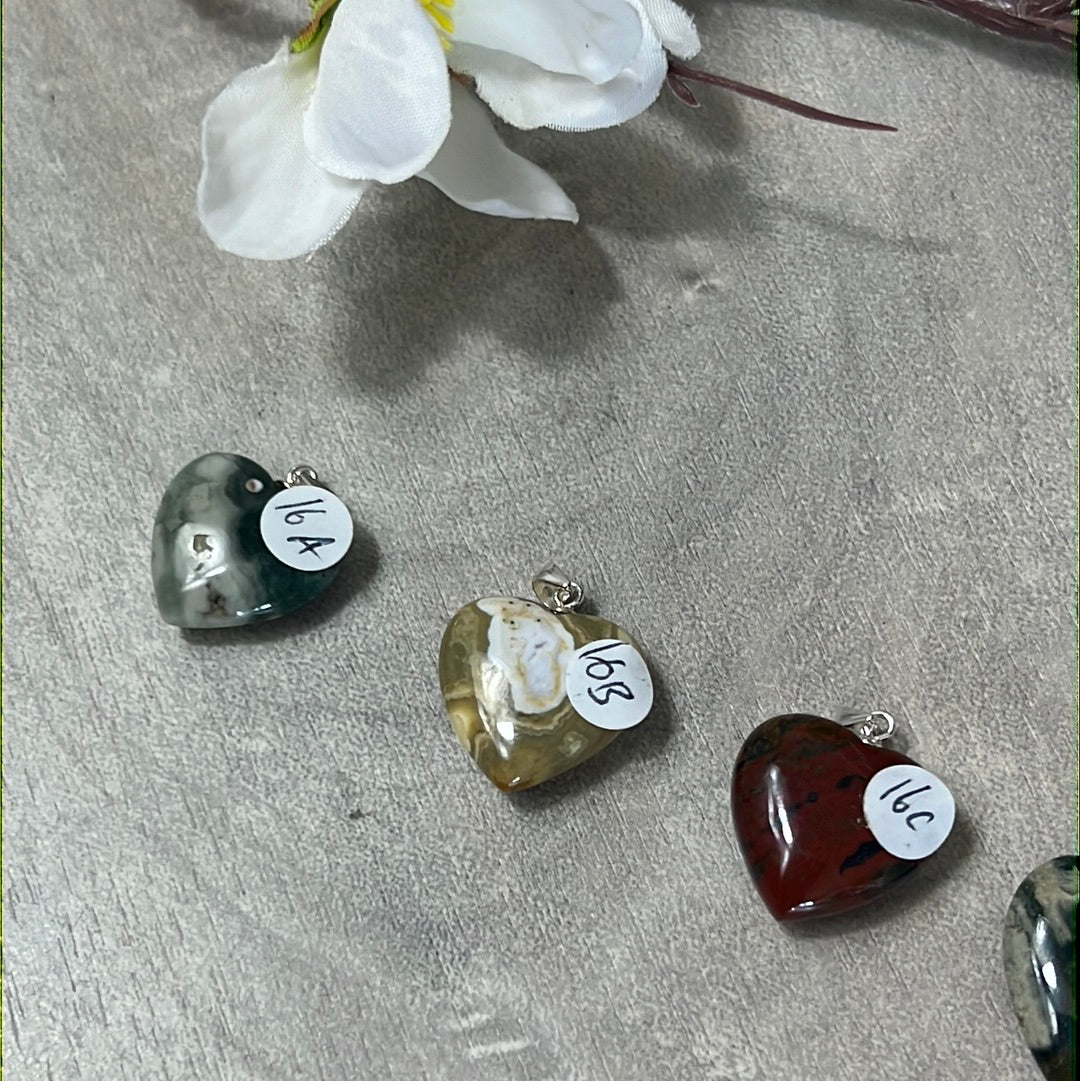 Ocean Jasper 925 Sterling Silver Heart Pendant
