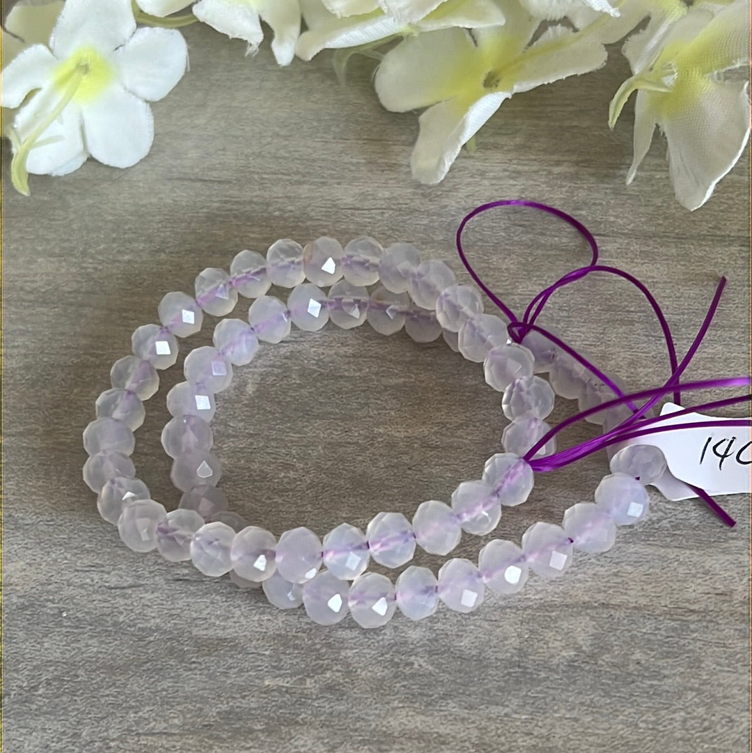 LAST Lilac Lavender Moon Quartz Facet Bead Bracelet