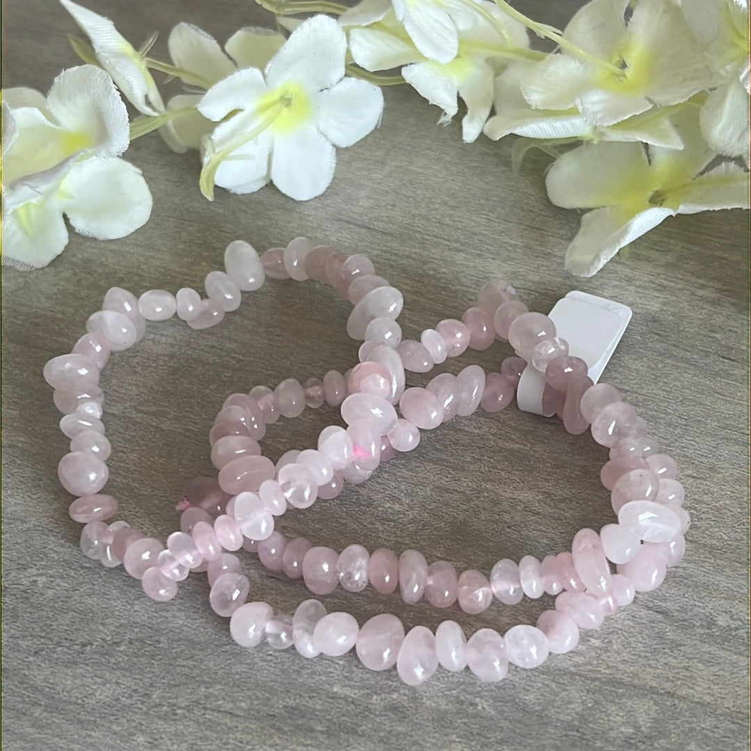 Rose Quartz Smooth Chip Bracelet