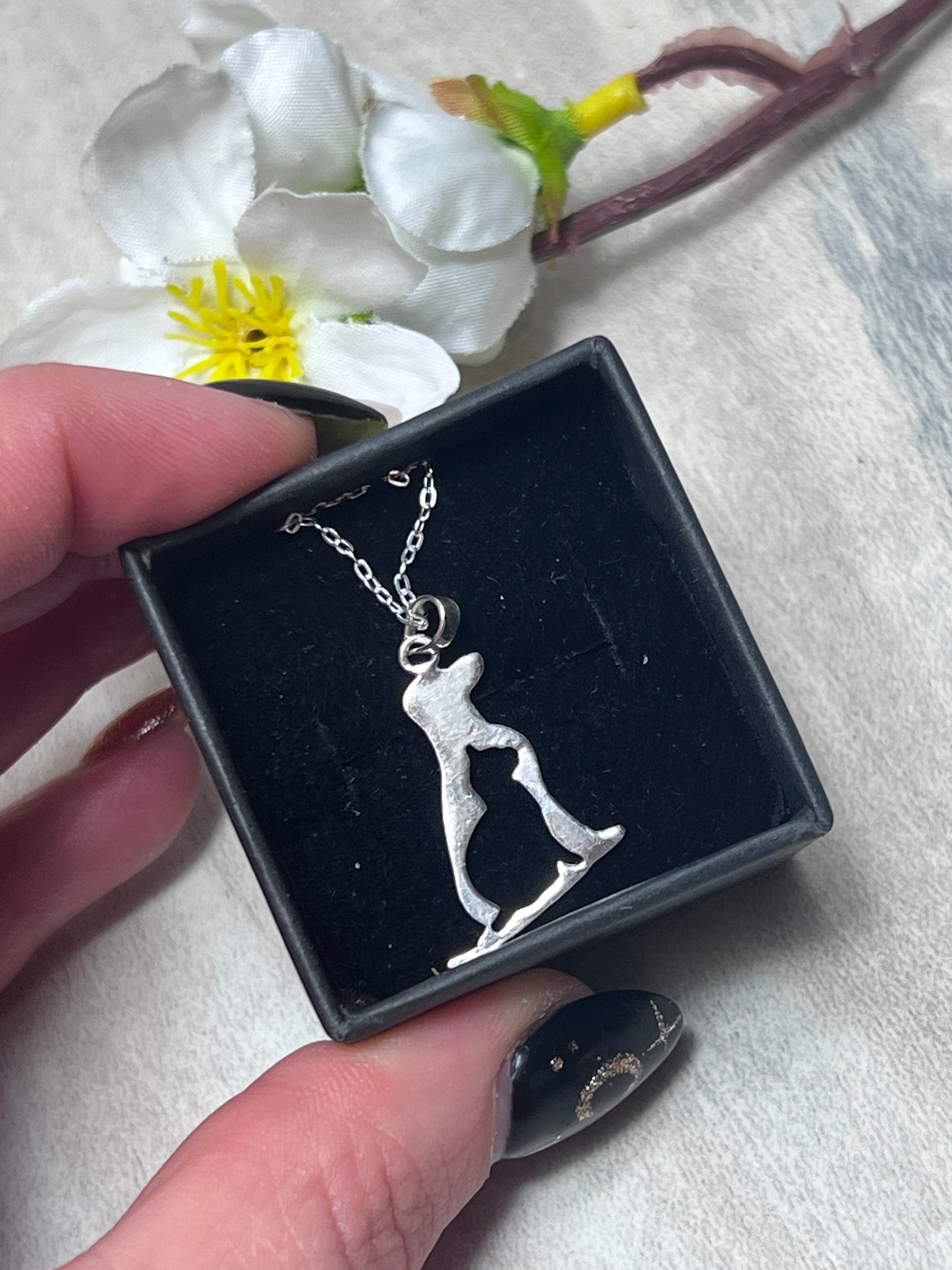 Animal Cat & Dog Silhouette 925 Sterling Silver Pendant