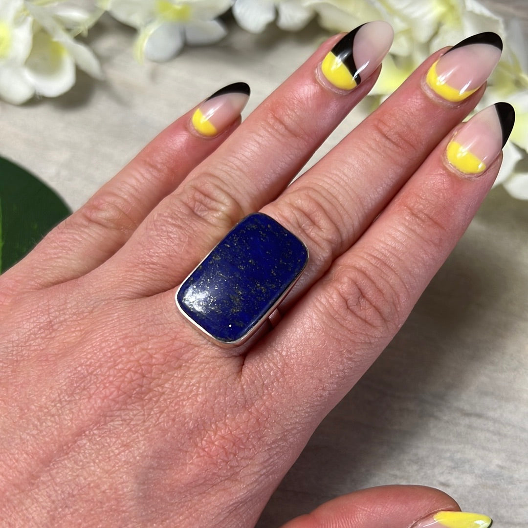 Lapis 925 Sterling Silver Ring - N 1/2