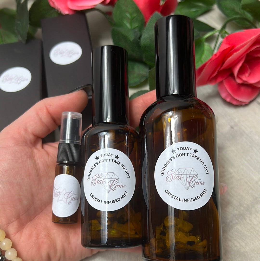 StarCrystalGems - TODAY Goddess's Dont Take No Sh*t - Natural Crystal Infused Mist - Rose & Sage Spray