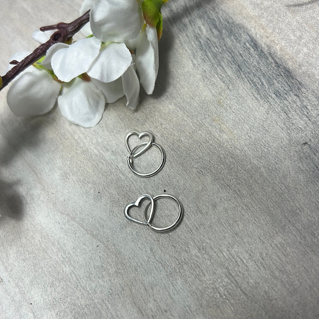 Hollow Heart Huggie Hoops - 925 Sterling Earrings