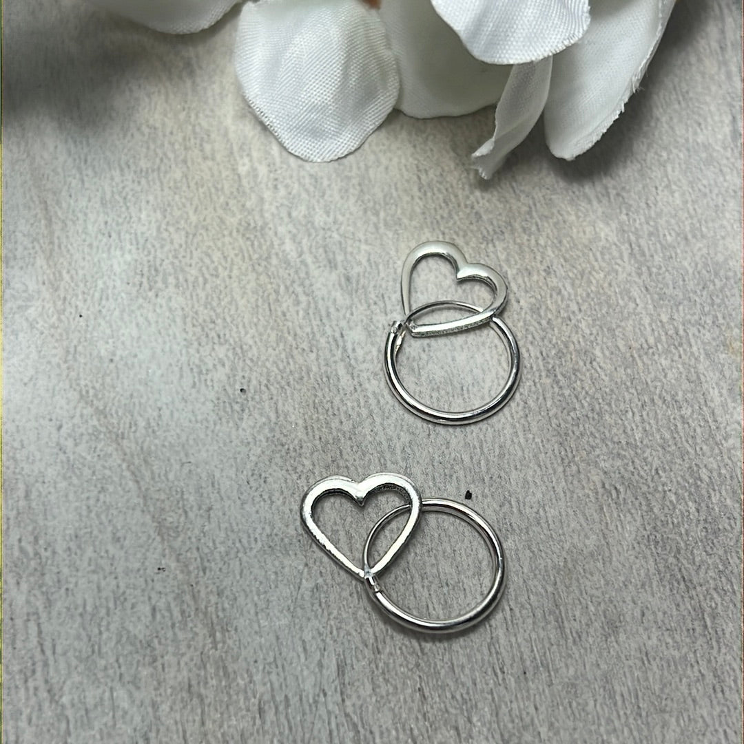 Hollow Heart Huggie Hoops - 925 Sterling Earrings