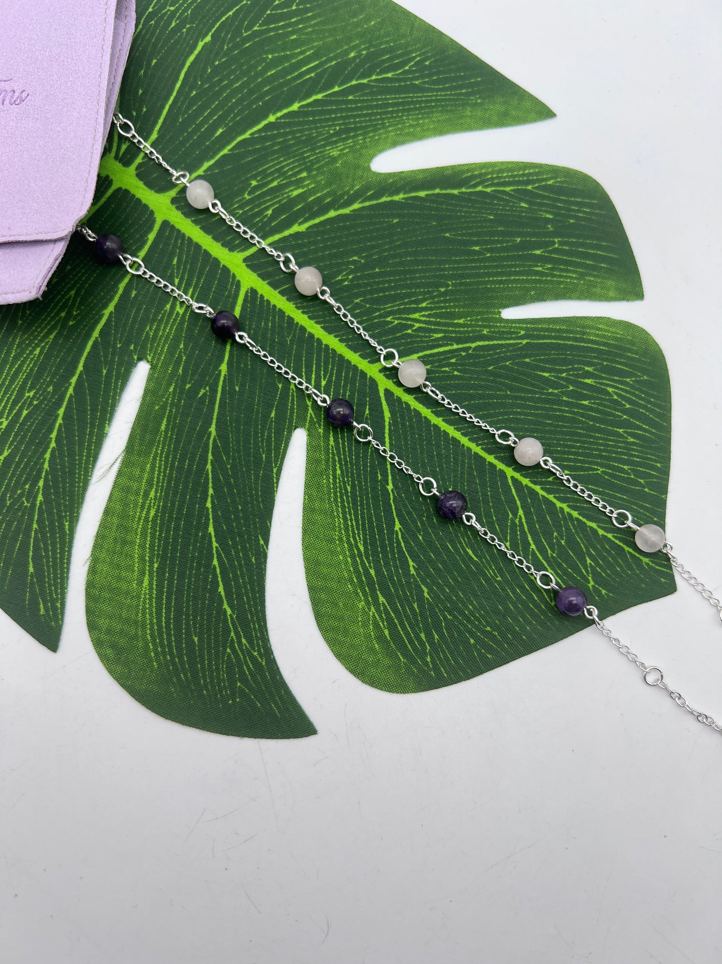 Crystal Ball Bead Anklet - 925 Sterling Silver