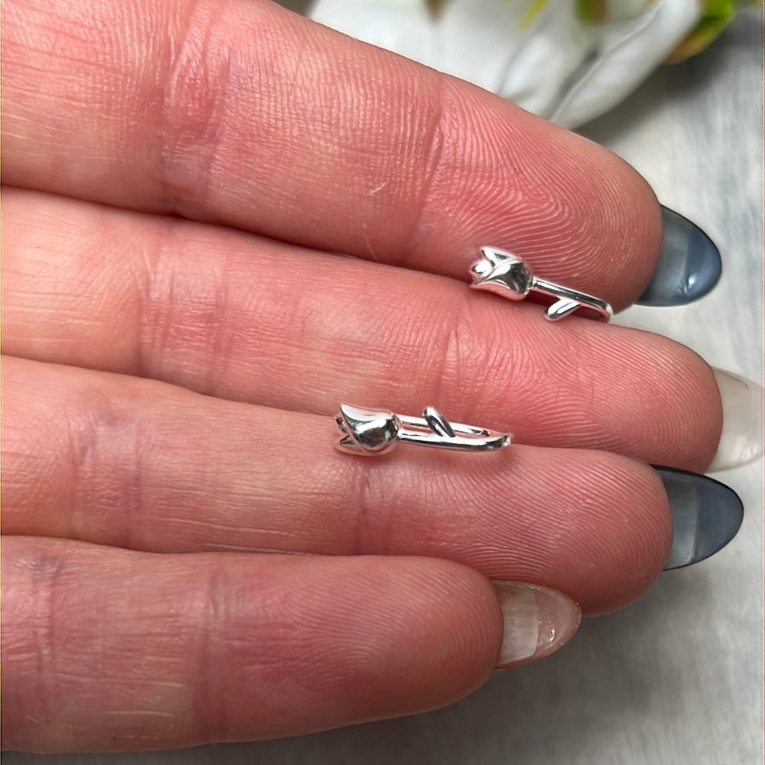 Rose Cuff Bar - 925 Sterling Earrings or Nose wrap