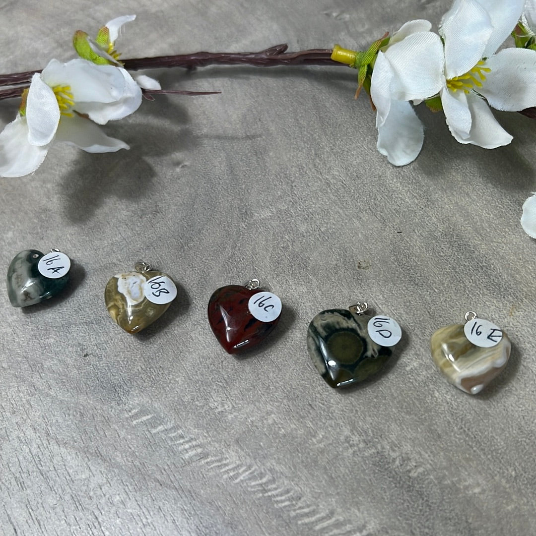 Ocean Jasper 925 Sterling Silver Heart Pendant