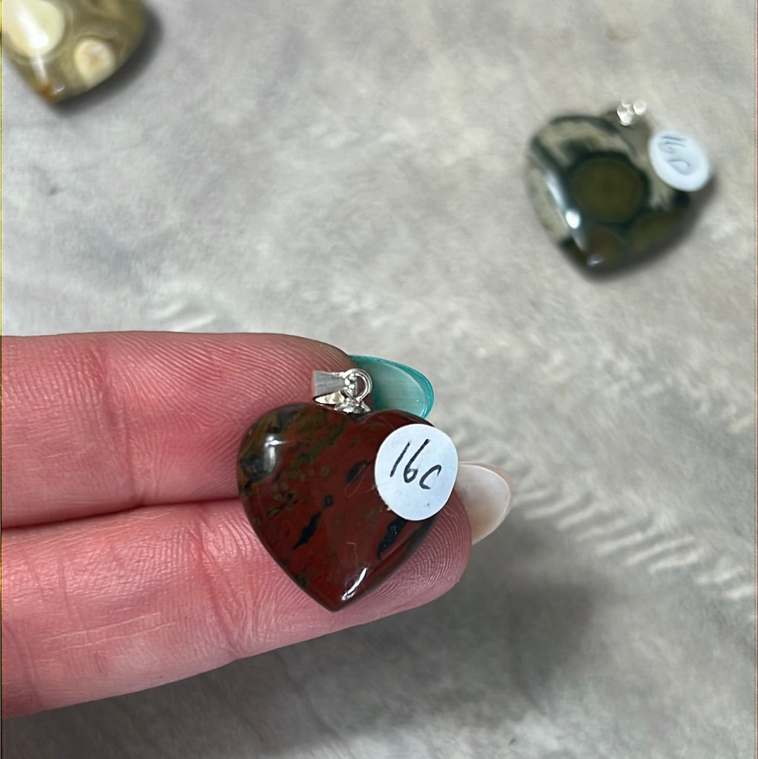 Ocean Jasper 925 Sterling Silver Heart Pendant
