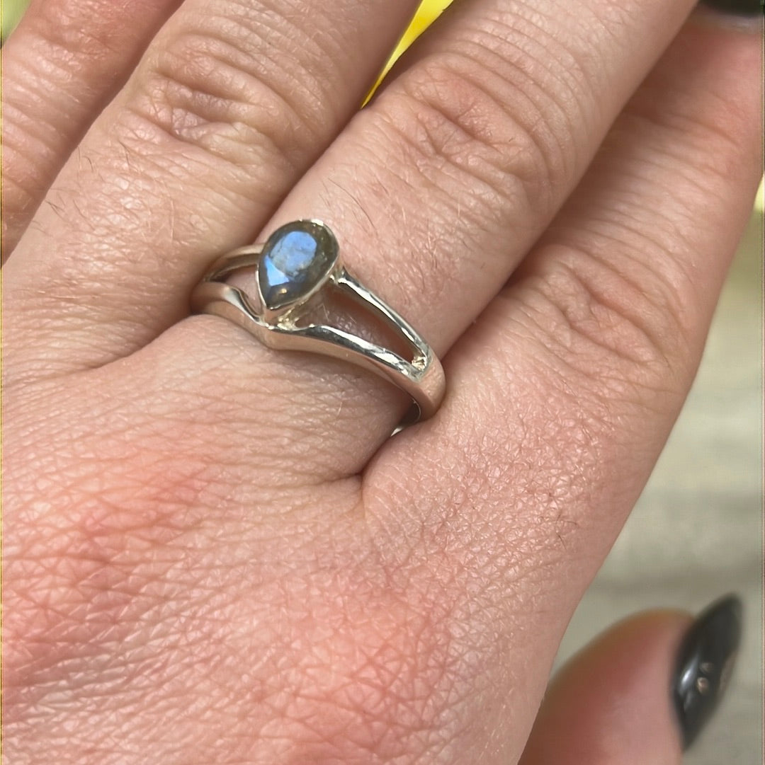 Labradorite Facet 925 Sterling Silver Ring - Size Q