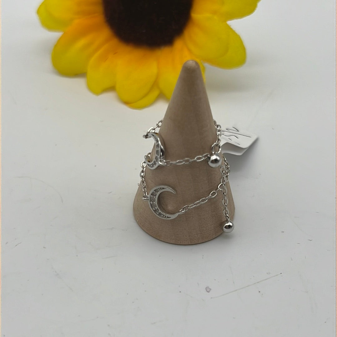 Adjustable Moon 925 Sterling Silver Ring