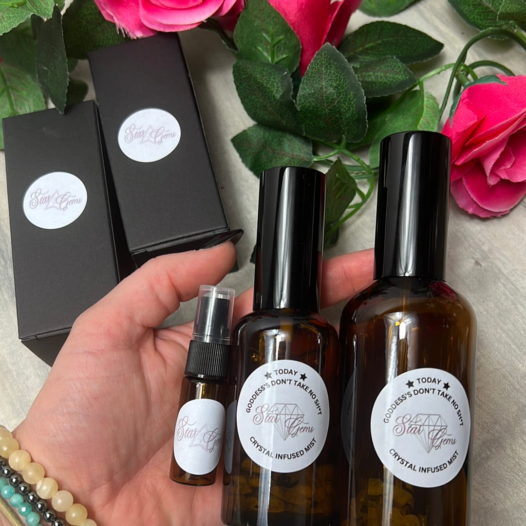 StarCrystalGems - TODAY Goddess's Dont Take No Sh*t - Natural Crystal Infused Mist - Rose & Sage Spray