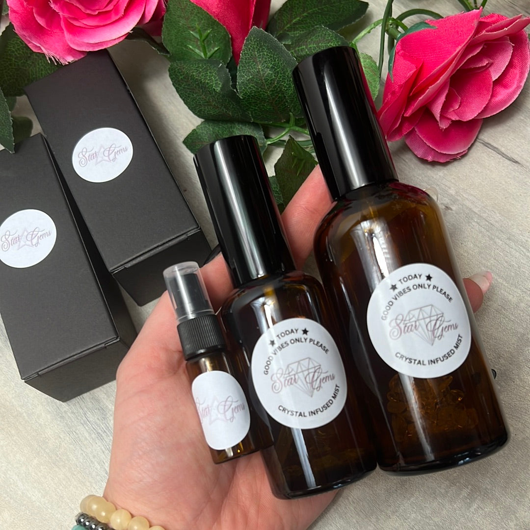 StarCrystalGems - TODAY Good Vibes Only Please - Natural Crystal Infused Mist - Florida Water Spray