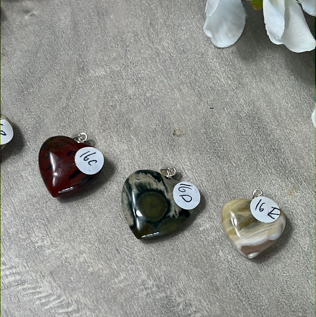 Ocean Jasper 925 Sterling Silver Heart Pendant