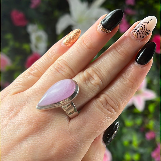 Kunzite 925 Silver Ring - Size S 1/2